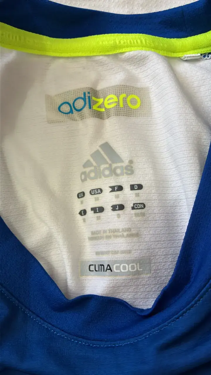 Polera deportiva Adidas Adizero azul y amarilla - 2