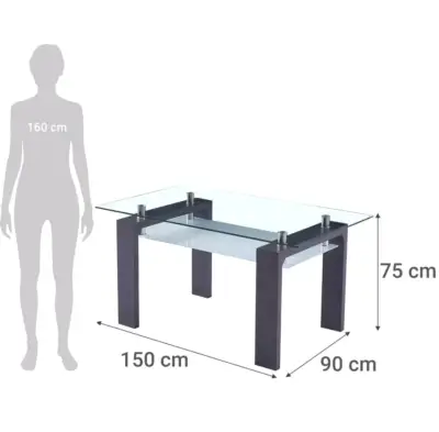 Mesa de Comedor de Vidrio y Madera Moderna - miniatura 3