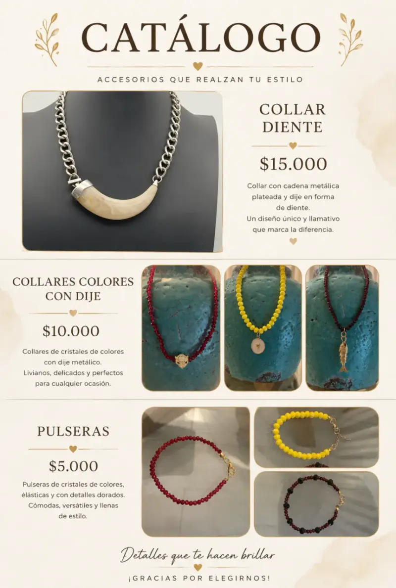 Collar con dije de diente y cadena metálica