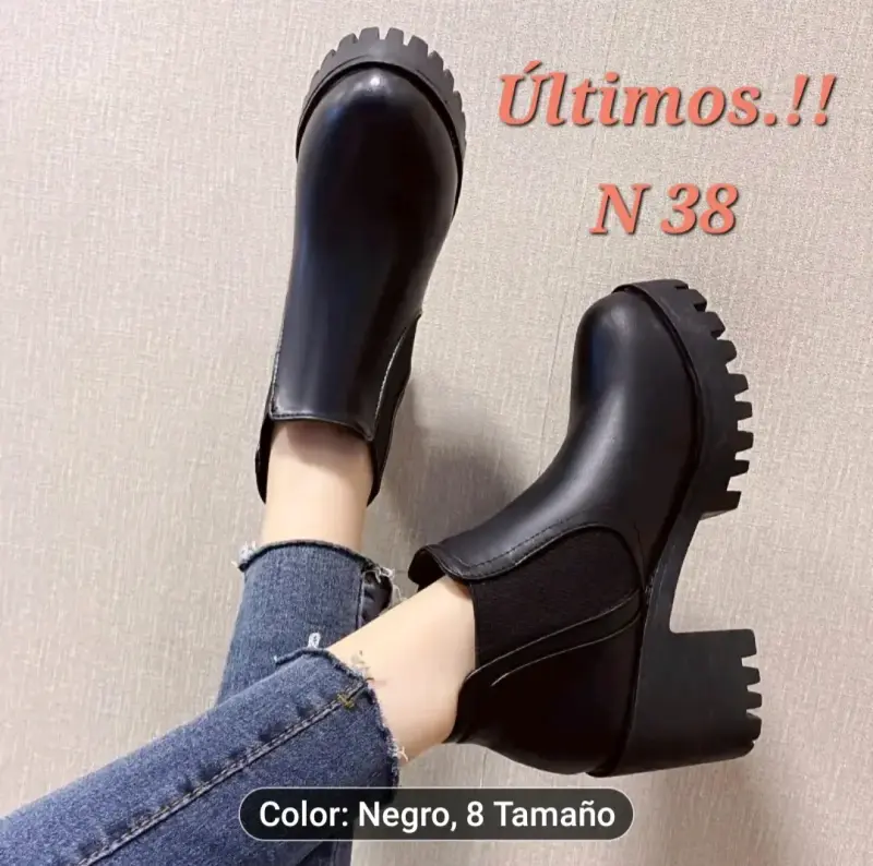 Botines negros de cuero para mujer - 2