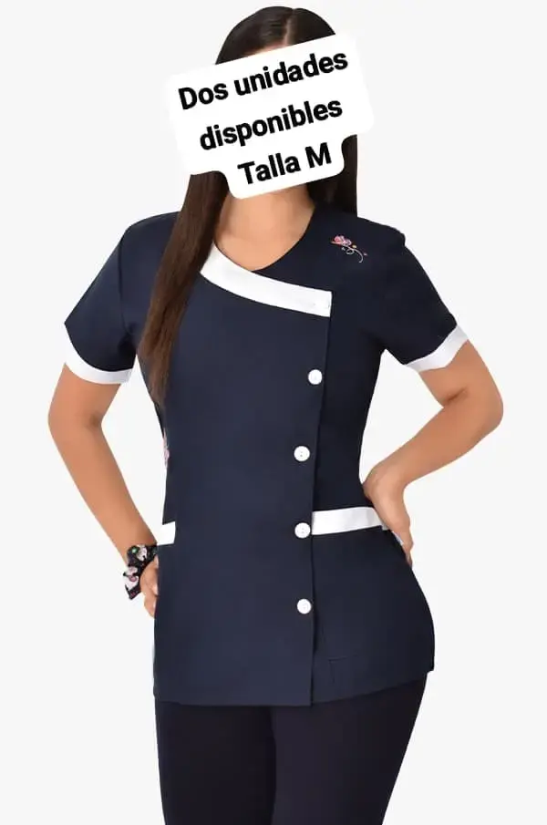Blusa de trabajo azul marino con botones