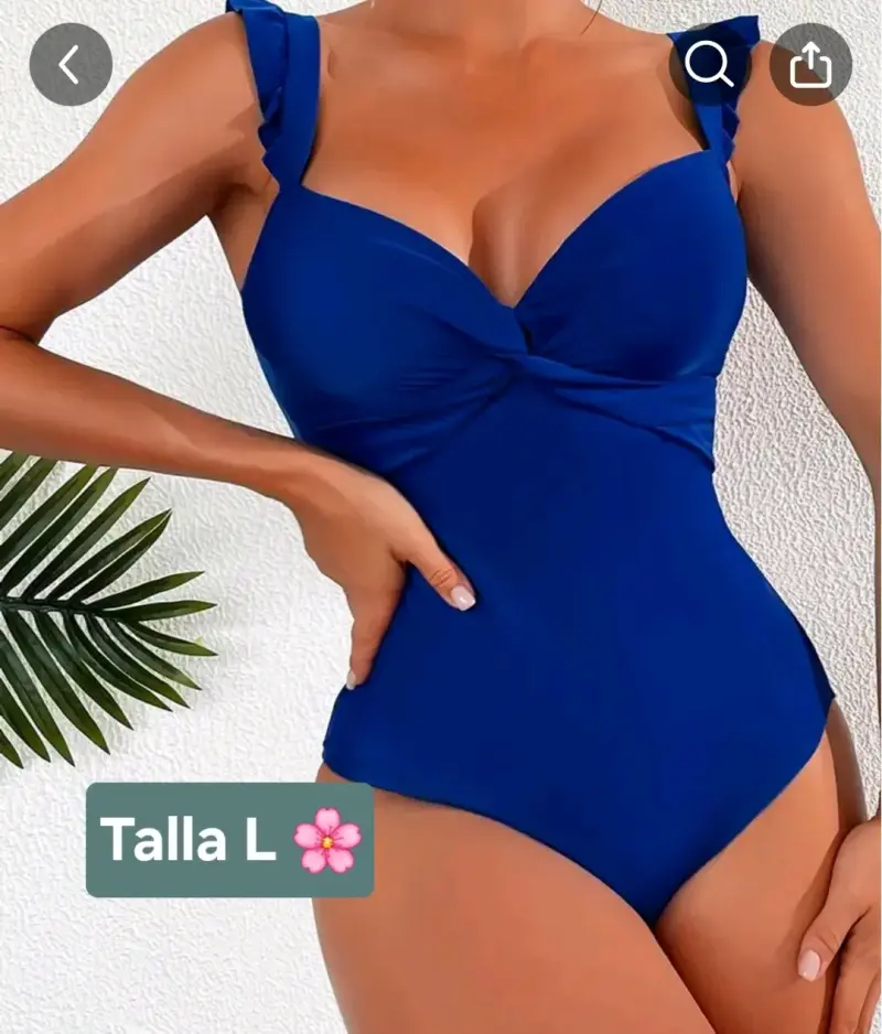 Traje de baño azul con volantes talla L - 1