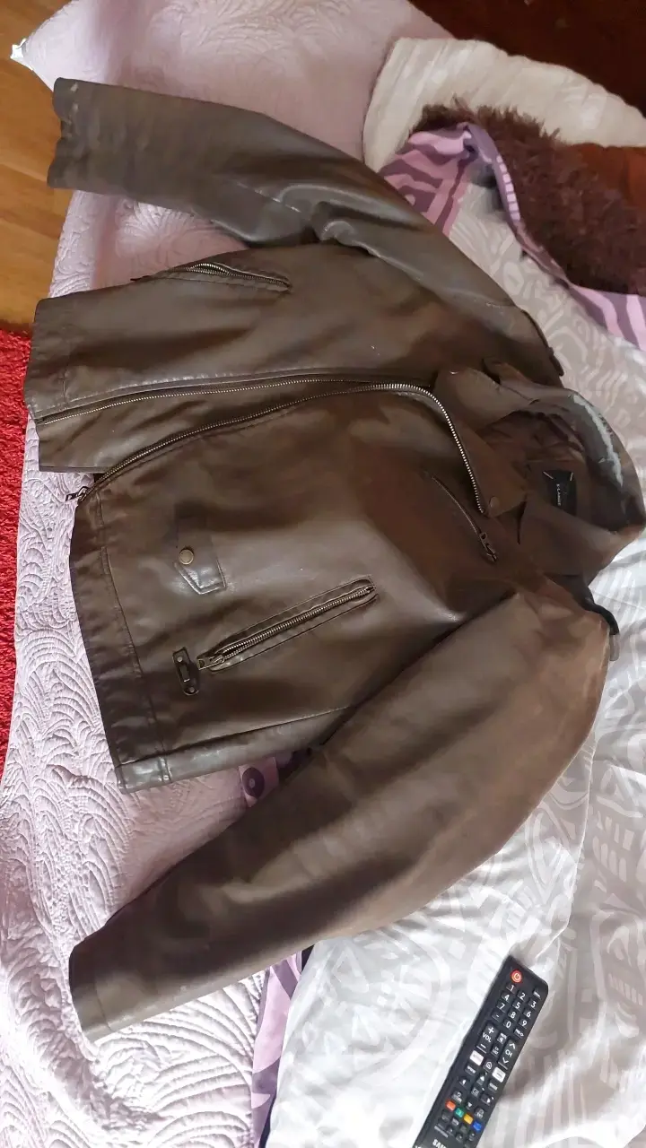 Chaqueta de cuero marrón para hombre - 2