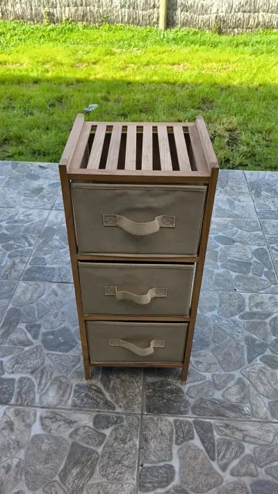 Organizador de madera con cajones de tela - miniatura 2