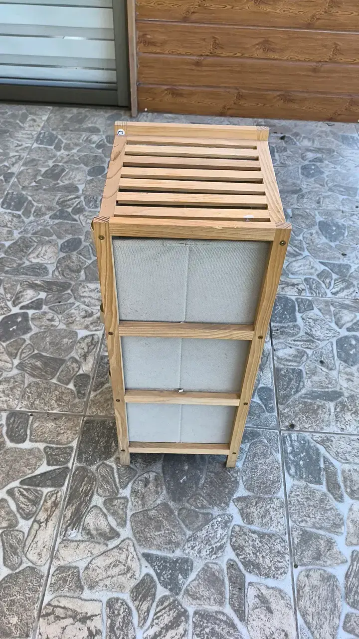 Organizador de madera con cajones de tela - 4