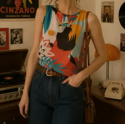 Blusa sin mangas retro - miniatura 1