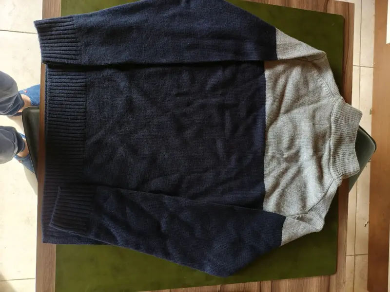 Suéter de lana para hombre gris y azul - 3