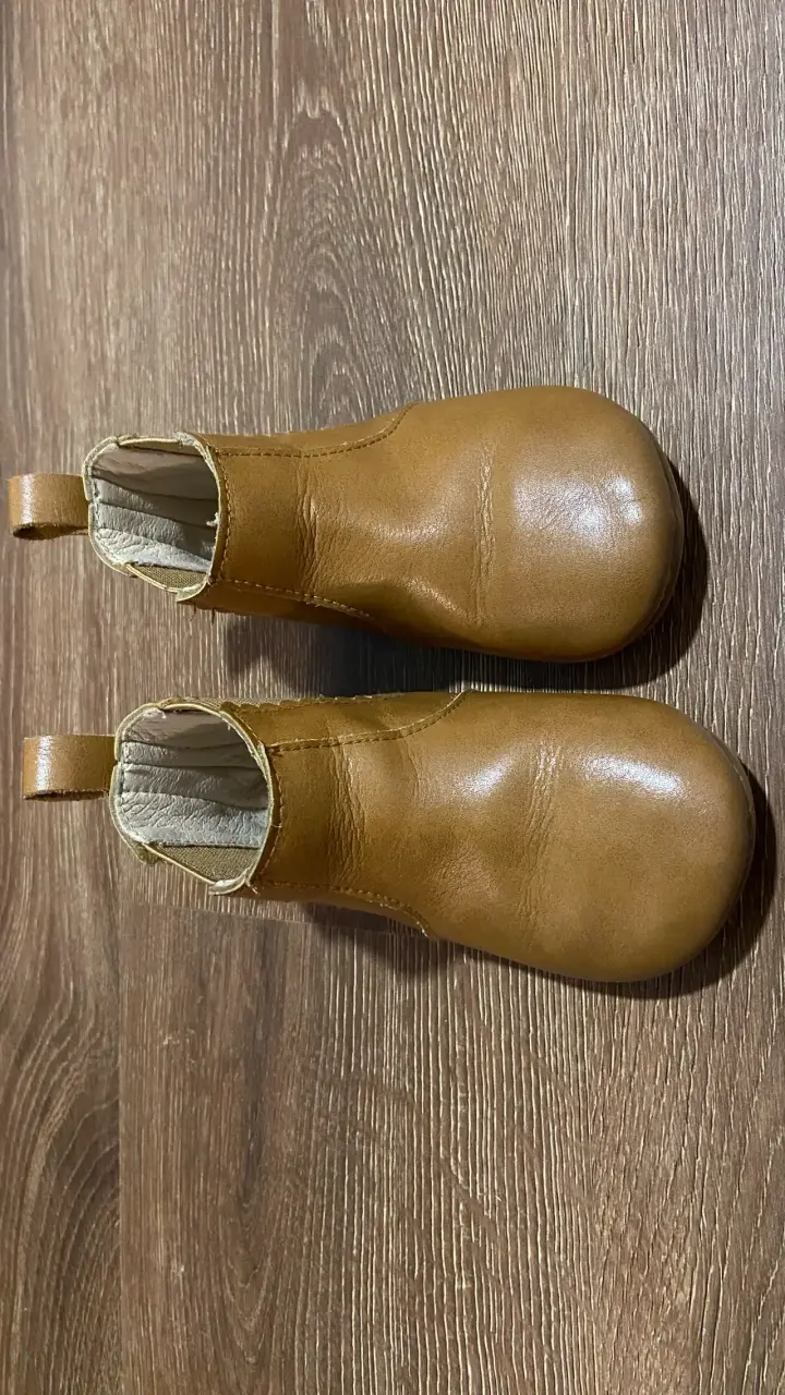 Botines de cuero ergonómicos para bebé color camel - 2