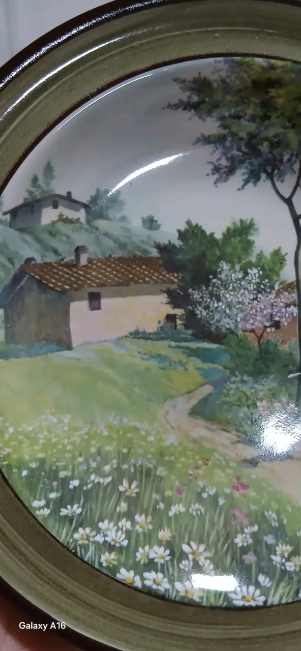 Plato decorativo de cerámica con paisaje pintado - 3