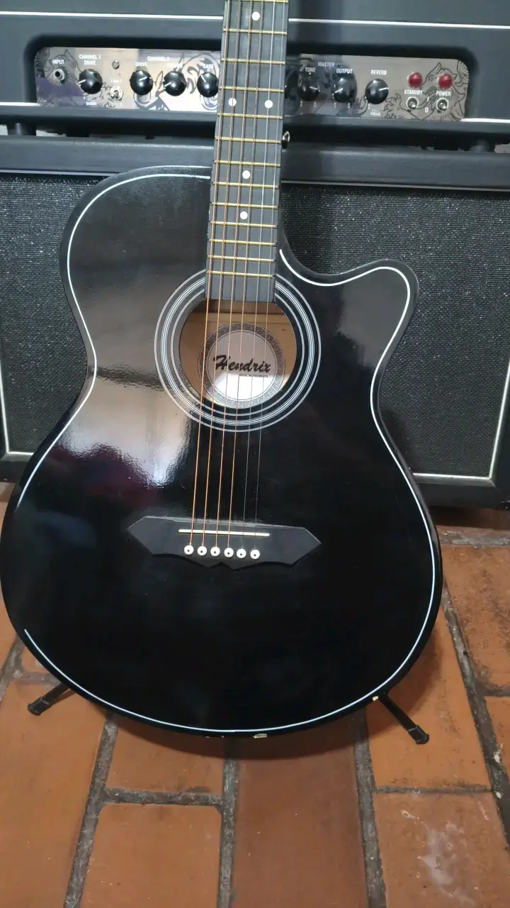 Guitarra acústica negra Hendrix en buen estado - 3