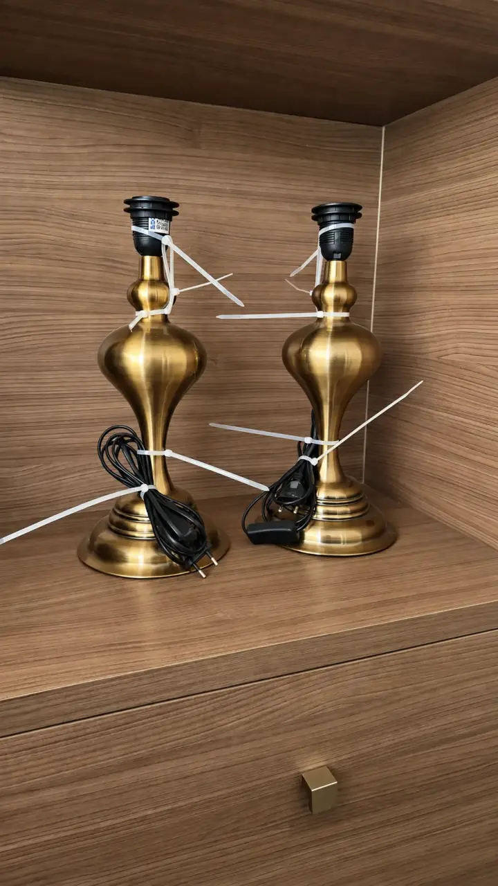 Par de lámparas de mesa doradas vintage