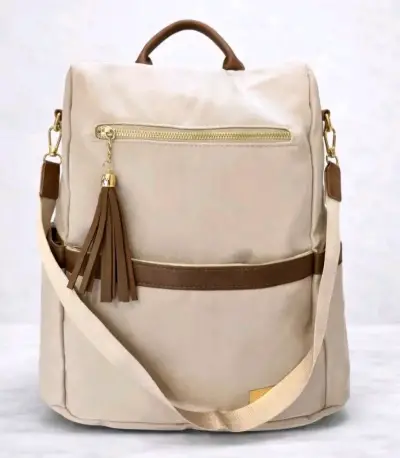 Mochila intirrobo de moda en negro y beige - miniatura 2