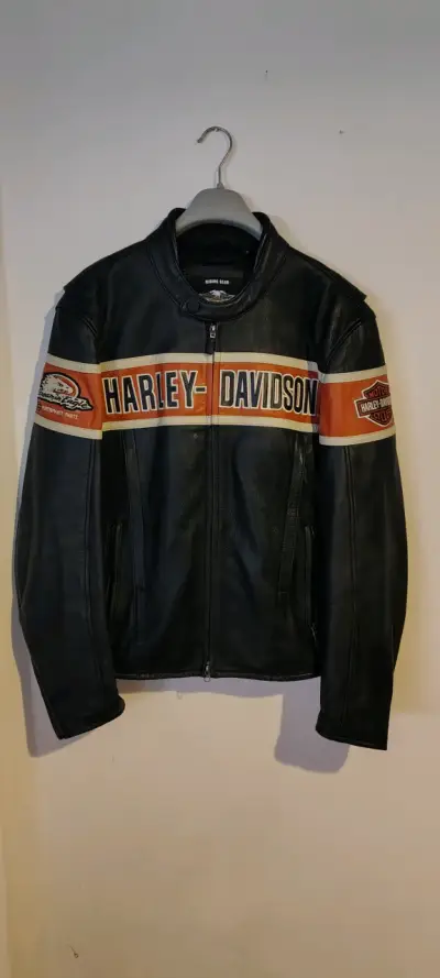 Chaqueta de cuero Harley-Davidson negra - miniatura 1