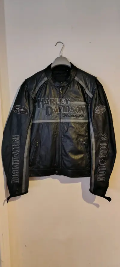 Chaqueta de cuero Harley-Davidson negra - miniatura 1