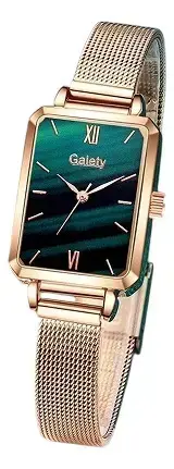 Reloj Galety dorado con pulsera verde elegante - 4