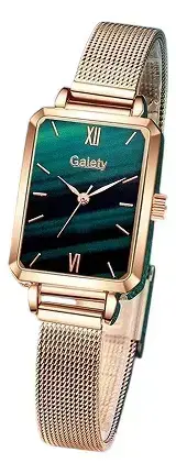 Reloj Galety dorado con pulsera verde elegante - miniatura 4