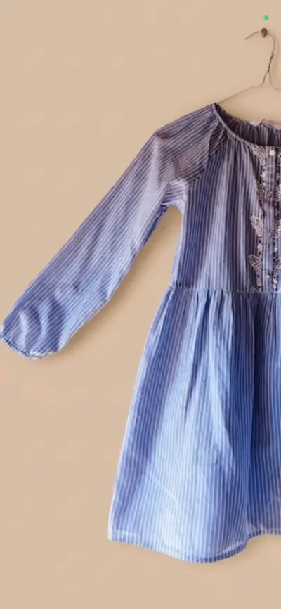 Vestido rayado azul para niña H&M - miniatura 2