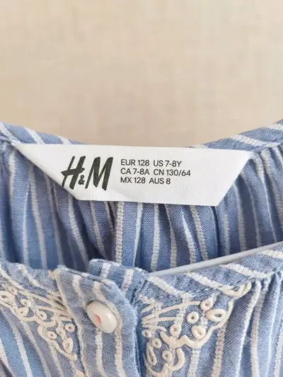 Vestido rayado azul para niña H&M - miniatura 3