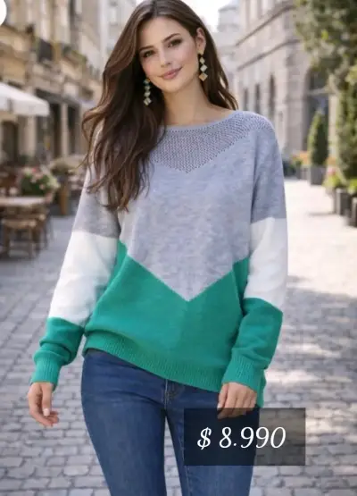 Suéter de mujer colorido con diseño geométrico - miniatura 2