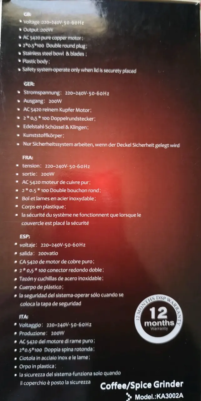 Molinillo de Café y Especias DSP KA3002 200W - 3