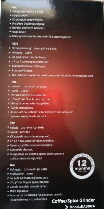 Molinillo de Café y Especias DSP KA3002 200W - miniatura 3