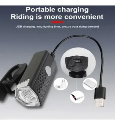 Luz delantera para bicicleta recargable LED - miniatura 2