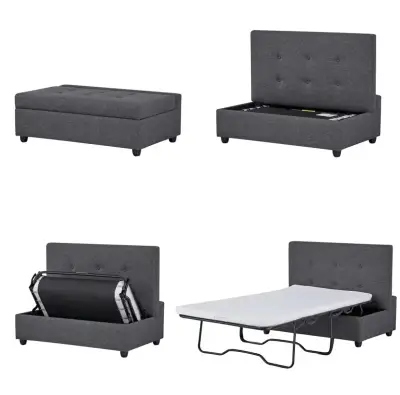 Sofá cama plegable gris otomano - miniatura 1