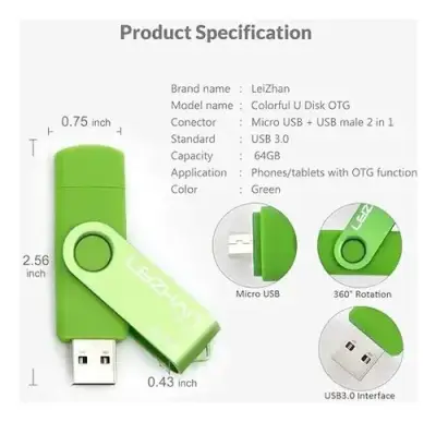 Pendrive USB 3.0 Leizhan 128GB Verde - miniatura 3