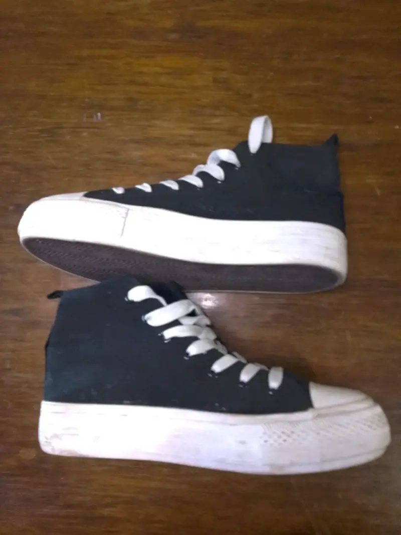 Zapatillas negras de lona con caña alta - 3