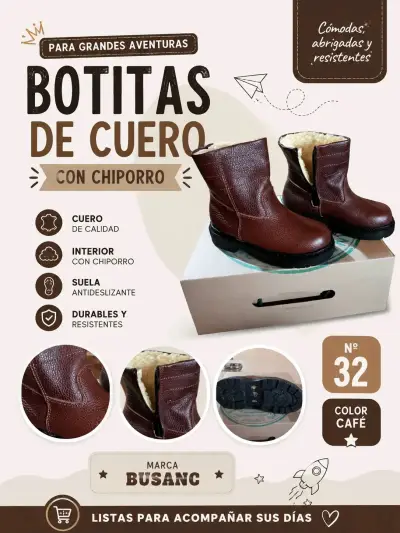 Botitas de cuero para niño Busanc café - miniatura 1