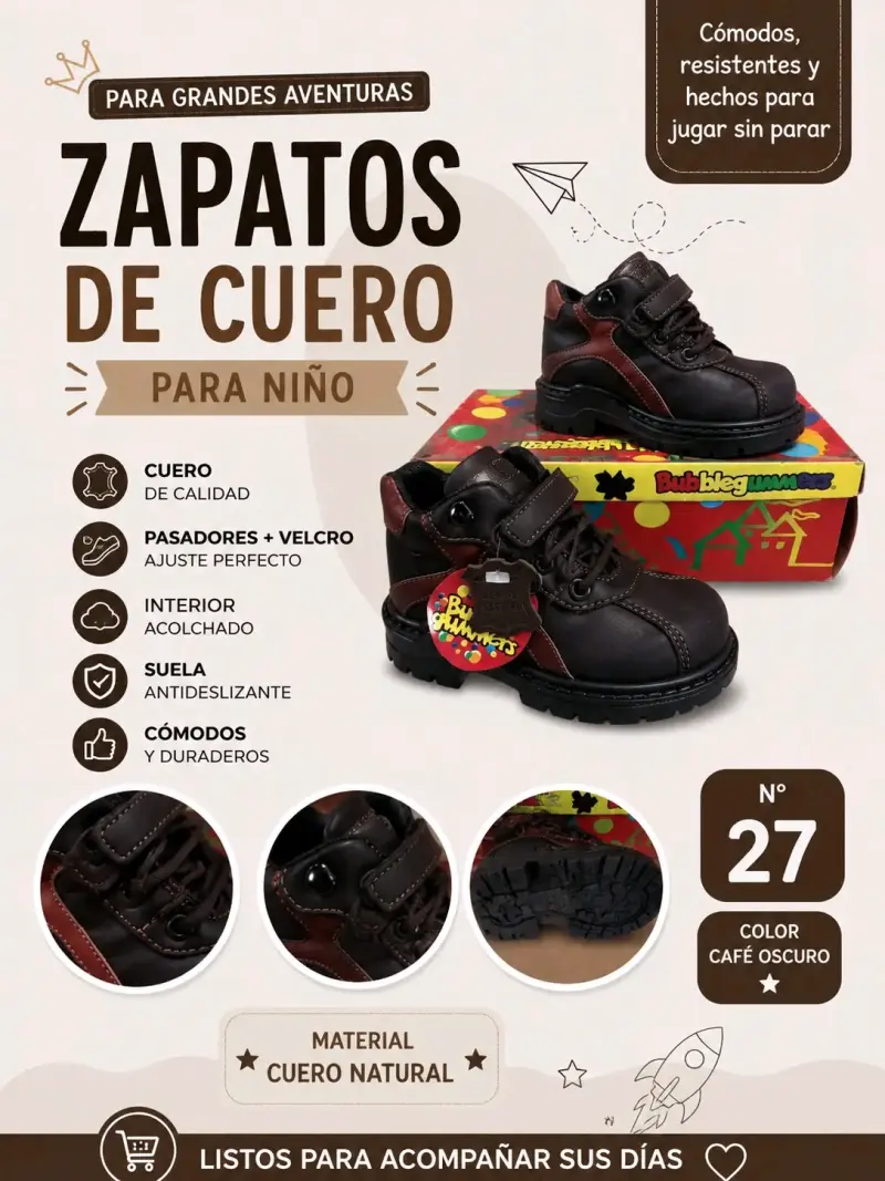 Botitas de cuero para niño Busanc café - 2