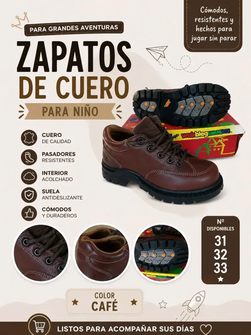 Botitas de cuero para niño Busanc café - 3