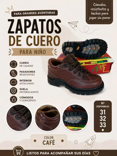 Botitas de cuero para niño Busanc café - miniatura 3