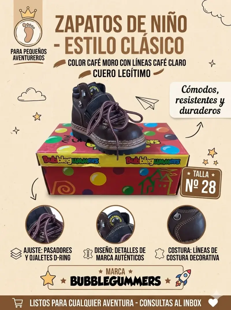 Botitas de cuero para niño Busanc café - 4