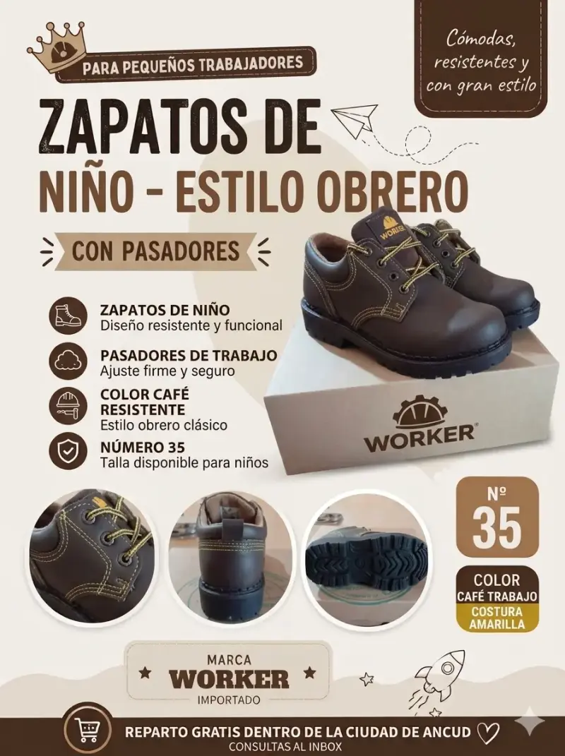 Botitas de cuero para niño Busanc café - 6