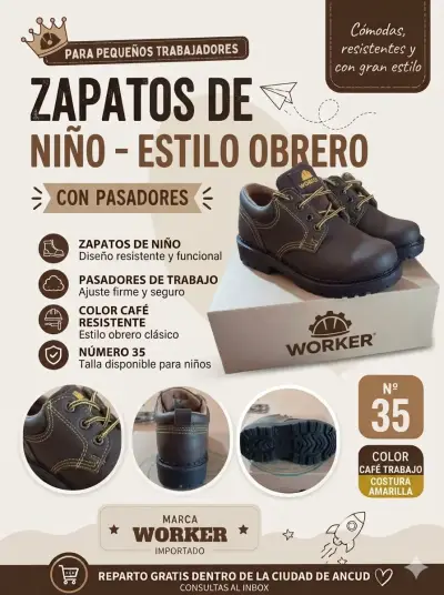 Botitas de cuero para niño Busanc café - miniatura 6