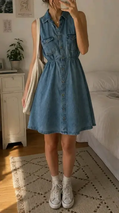 Vestido de mezclilla sin manga - miniatura 1