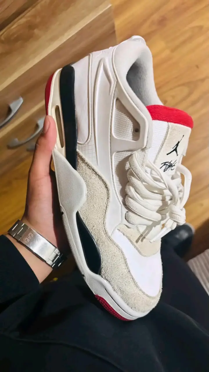 Zapatillas Air Jordan 4 RM Blancas y Rojas - 1