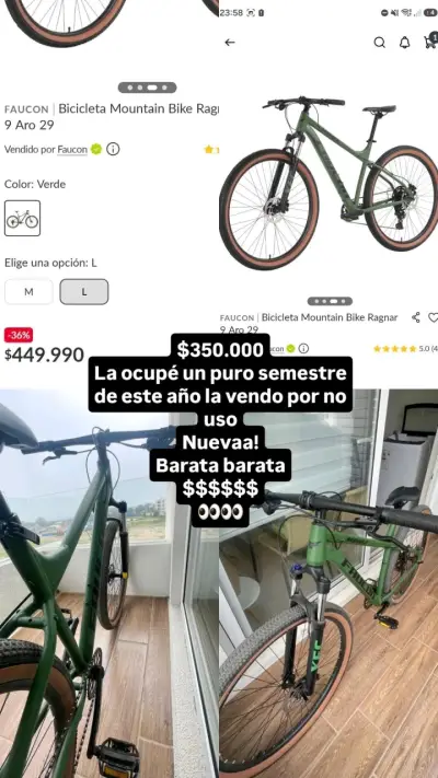 Bicicleta Mountain Bike Faucon Ragnar Aro 29 Verde - miniatura 1