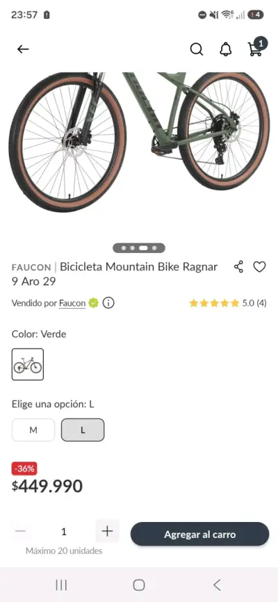 Bicicleta Mountain Bike Faucon Ragnar Aro 29 Verde - miniatura 6
