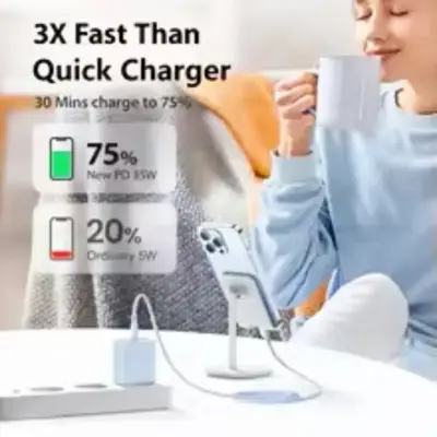 Cargador USB-C con cable Lightning blanco - miniatura 3