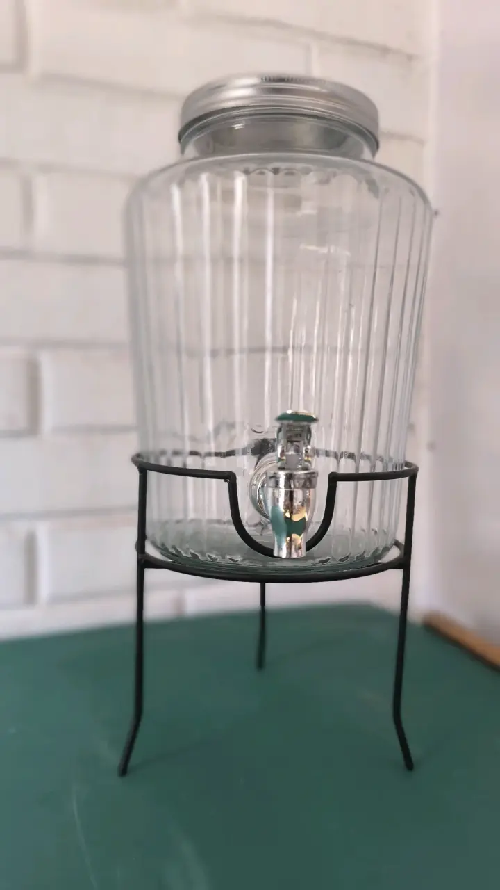 Dispensador de Bebidas de Vidrio con Soporte - 1