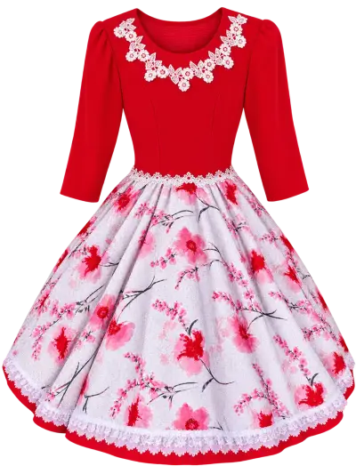Vestido de huasa + falso rosado floral - miniatura 1
