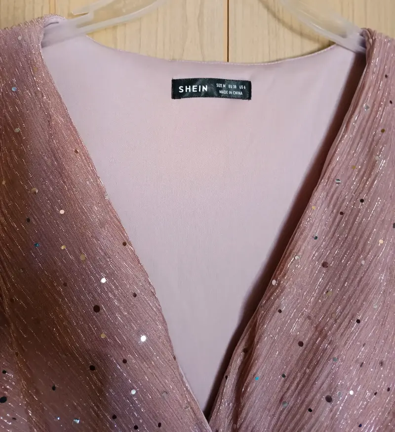 Vestido largo rosa con brillo Shein - 1