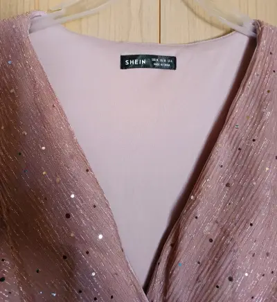 Vestido largo rosa con brillo Shein - miniatura 1