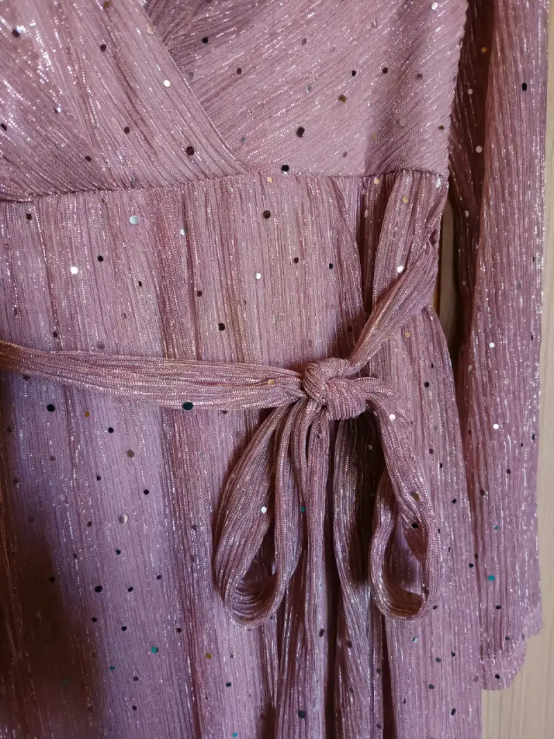 Vestido largo rosa con brillo Shein - 3