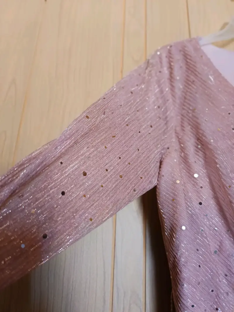 Vestido largo rosa con brillo Shein - 4