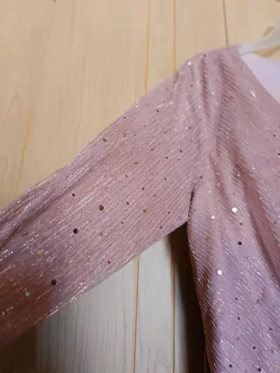Vestido largo rosa con brillo Shein - miniatura 4