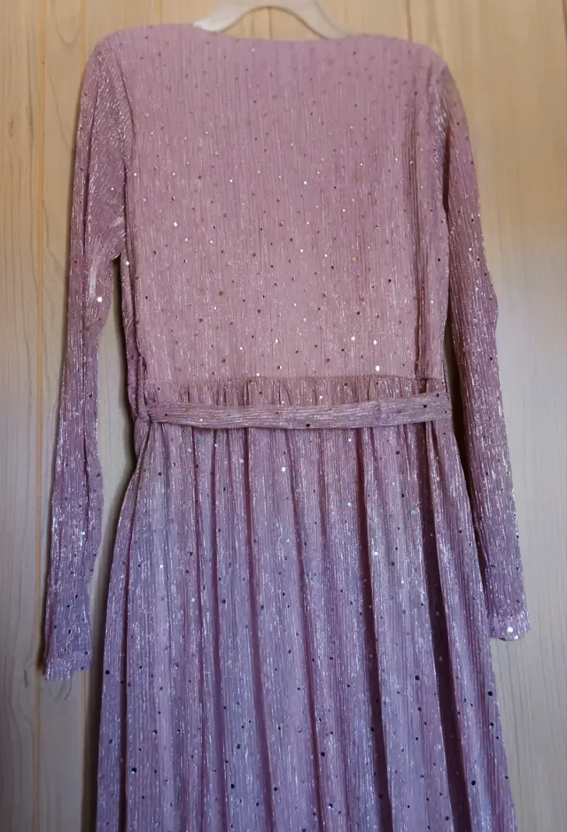 Vestido largo rosa con brillo Shein - 5
