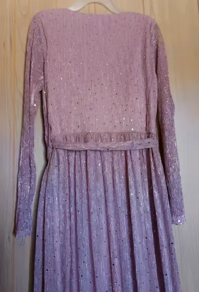 Vestido largo rosa con brillo Shein - miniatura 5